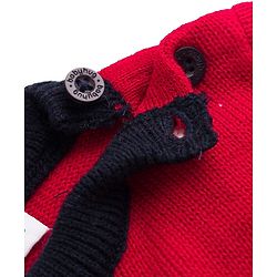 Babyhug Knit Full Sleeves Striped Sweater Set - Navy Blue & Red