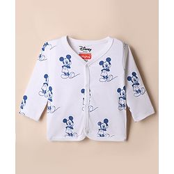 Babyhug Disney 100% Cotton Interlock Knit Full Sleeves Jhablas Mickey Mouse Print Pack of 3 - Blue & White