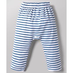 Babyhug Disney 100% Cotton Interlock Knit Full Length Striped Diaper Leggings with Mickey Mouse Graphic Print Pack of 3 - White, Light Blue & Navy Blue