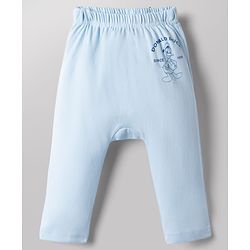 Babyhug Disney 100% Cotton Interlock Knit Full Length Striped Diaper Leggings with Mickey Mouse Graphic Print Pack of 3 - White, Light Blue & Navy Blue