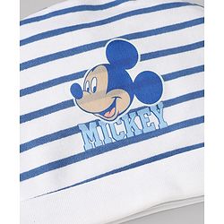 Babyhug Disney Cap Mitten and Booties With Mickey Mouse Graphic in White Cap Diameter - 9.5 cm