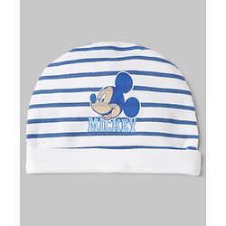 Babyhug Disney Cap Mitten and Booties With Mickey Mouse Graphic in White Cap Diameter - 9.5 cm