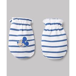 Babyhug Disney Cap Mitten and Booties With Mickey Mouse Graphic in White Cap Diameter - 9.5 cm