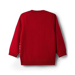 Babyhug Knit Full Sleeves Christmas Theme Printed Sweater Set - Red