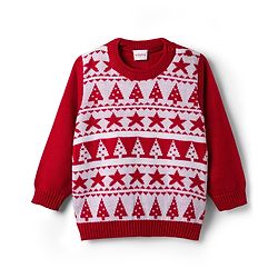 Babyhug Knit Full Sleeves Christmas Theme Printed Sweater Set - Red