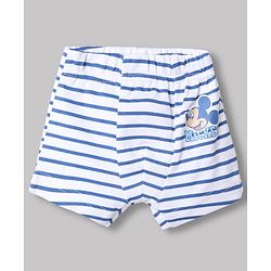 Babyhug Disney 100% Cotton Interlock Knit Trunks With Mickey Mouse Print Pack of 3 - Blue & White