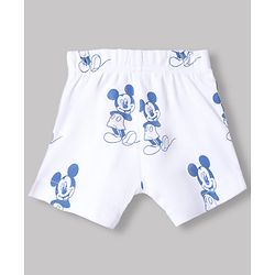 Babyhug Disney 100% Cotton Interlock Knit Trunks With Mickey Mouse Print Pack of 3 - Blue & White