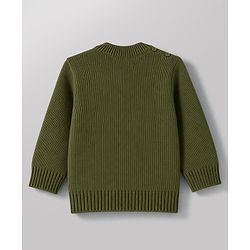 Babyhug  Knit Full Sleeves Sweater Set with Animal Design - Green