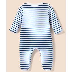 Babyhug Disney 100% Cotton Interlock Knit Full Sleeves Footed Sleepsuit With Mickey Mouse Print Pack Of 2 - Blue