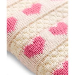 Babyhug Knit Full Sleeves Sweater Set With Hearts Design - Pink
