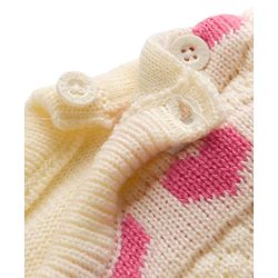 Babyhug Knit Full Sleeves Sweater Set With Hearts Design - Pink