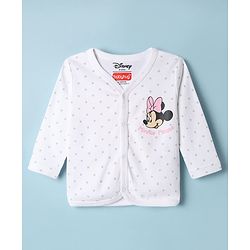 Babyhug Disney 100% Cotton Interlock Knit Full Sleeves Front Open Jhablas with Minnie Mouse Graphic & Polka Dots Print Pack of 2 - White & Pink