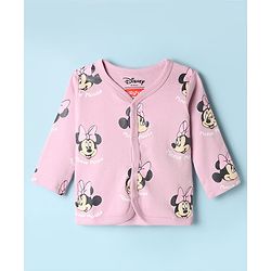 Babyhug Disney 100% Cotton Interlock Knit Full Sleeves Front Open Jhablas with Minnie Mouse Graphic & Polka Dots Print Pack of 2 - White & Pink