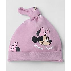 Babyhug Disney 100% Cotton Interlock Knit Pony Cap with Polka Dots & Minnie Mouse Print Pack of 2 White & Pink - Diameter 14 cm