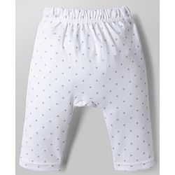 Babyhug Disney 100% Cotton Interlock Knit Full Length Striped Diaper Leggings with Minnie Mouse Graphic & Polka Dots Print Pack of 2 - White & Pink
