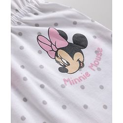 Babyhug Disney 100% Cotton Interlock Knit Full Length Striped Diaper Leggings with Minnie Mouse Graphic & Polka Dots Print Pack of 2 - White & Pink