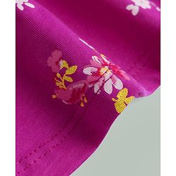 Babyhug Single Jersey Knit Half Sleeves Floral Printed Frock With Bloomer - Purple