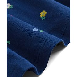 Babyhug Single Jersey Knit Half Sleeves Floral Printed Frock With Bloomer - Navy Blue