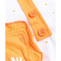 Babyhug Cotton Knit Frocks With Inner Tee with Short Sleeves and Floral Print in Peach for 3-6 Months