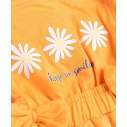 Babyhug Cotton Knit Frocks With Inner Tee with Short Sleeves and Floral Print in Peach for 3-6 Months