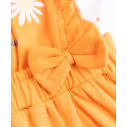 Babyhug Cotton Knit Frocks With Inner Tee with Short Sleeves and Floral Print in Peach for 3-6 Months