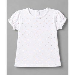 Babyhug Cotton Knit Frocks With Inner Tee with Short Sleeves and Floral Print in Peach for 3-6 Months