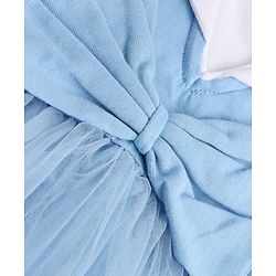 Babyhug Single Jersey Knit Half Sleeves One Piece Dress with Bow Applique - Blue