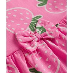 Babyhug Single Jersey Sleeveless Frock With Strawberry Print - Pink