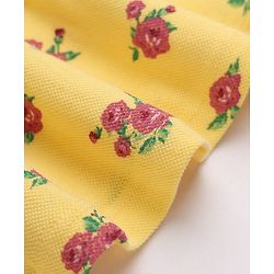 Babyhug Cotton Knit One Piece Dress with Half Sleeves and Floral Print in Yellow for 6-9 Months