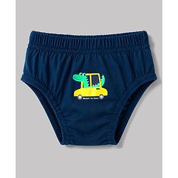 Babyhug 100% Cotton Single Jersey Knit Striped Antibacterial Briefs With Vehicle Print Pack of 3 - Multicolor