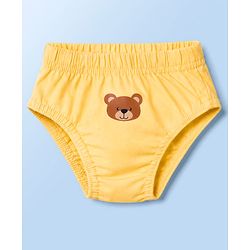 Babyhug 100% Cotton Single Jersey Knit Striped & Bear Printed Antibacterial Briefs Pack of 3 - White Blue & Yellow