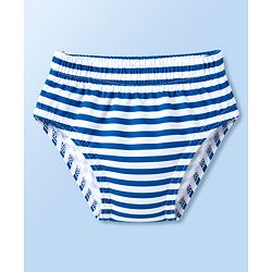 Babyhug 100% Cotton Single Jersey Knit Striped & Bear Printed Antibacterial Briefs Pack of 3 - White Blue & Yellow