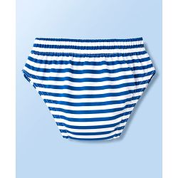 Babyhug 100% Cotton Single Jersey Knit Striped & Bear Printed Antibacterial Briefs Pack of 3 - White Blue & Yellow