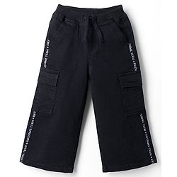 Babyhug Full Length Washed Denim Jeans With Stretch - Black