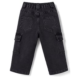 Babyhug Denim Washed Full Length Jeans with Stretch & Pocket - Black