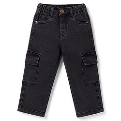 Babyhug Denim Washed Full Length Jeans with Stretch & Pocket - Black