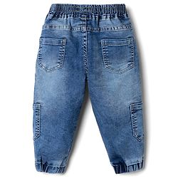 Babyhug Denim Full Length Washed Jeans With Stretch - Light Blue