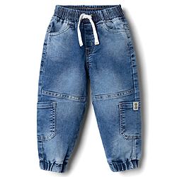 Babyhug Denim Full Length Washed Jeans With Stretch - Light Blue