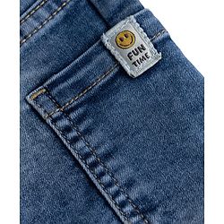 Babyhug Denim Full Length Washed Jeans With Stretch - Light Blue