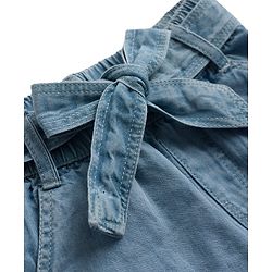 Babyhug Mid Thigh 100% Cotton Denim Shorts With Flower Embroidery - Blue