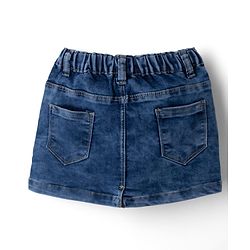 Babyhug Denim Mid Thigh Skirts with Floral Embroidery - Blue