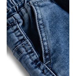 Babyhug Denim Full Length Washed Jeans With Stretch & Cargo Pockets - Blue