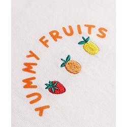 Babyhug 100% Cotton Knit Half Sleeves Tropical Theme Embroidered T-Shirt With Bow Applique - White