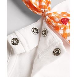 Babyhug 100% Cotton Knit Half Sleeves Tropical Theme Embroidered T-Shirt With Bow Applique - White