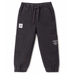 Babyhug Denim Full Length Text Printed Jeans with Stretch - Black