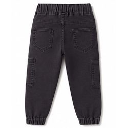 Babyhug Denim Full Length Text Printed Jeans with Stretch - Black