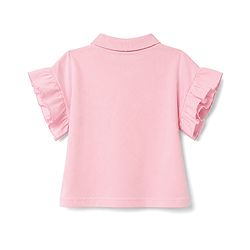 Babyhug 100% Cotton Knit Flutter Sleeves Polo T-Shirt With Hearts Stone Detailing - Pink