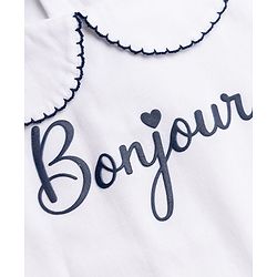 Babyhug 100% Cotton Knit Short Sleeves T-Shirt with Bonjour Print - White