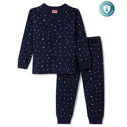 Babyhug Knit Full Sleeves Star Printed Thermal Inner Wear Set- Navy
