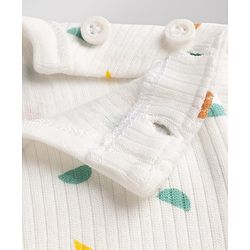 Babyhug Knit Full Sleeves Front Open Printed Thermal Inner Wear Set - Off White